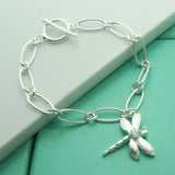 925 Silver Dragonfly Charm Bracelet Gift