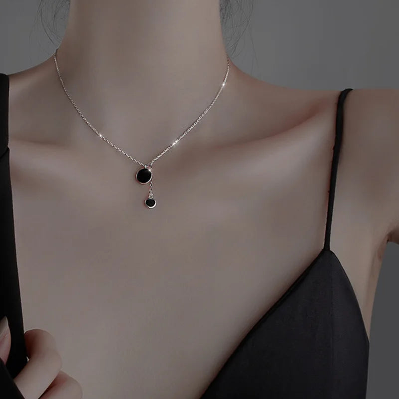 S925 Sterling Silver Women's Round Plate Necklace