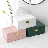 Jewelry Box Organizer Large PU Leather Two Layers Display Holder