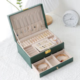 Jewelry Box Organizer Large PU Leather Two Layers Display Holder
