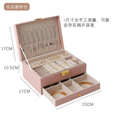 Jewelry Box Organizer Large PU Leather Two Layers Display Holder