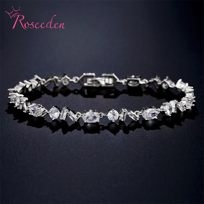 Women Jewelry CZ Charms Roman Bangles Royal Queen Bracelet