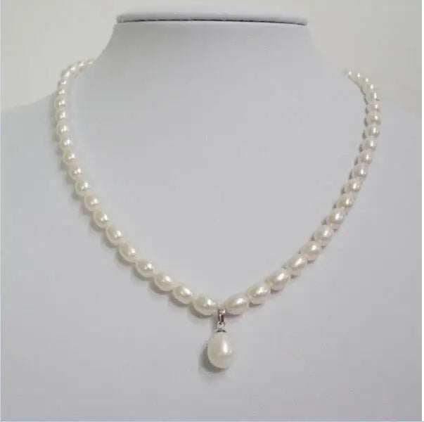 6-7mm Freshwater Pearl Necklace Pendant 18''
