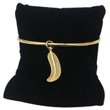 Leaf Pendant Bangle Bracelet with Charm