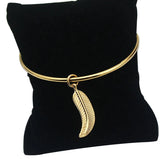 Leaf Pendant Bangle Bracelet with Charm
