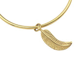 Leaf Pendant Bangle Bracelet with Charm
