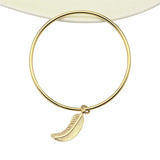 Leaf Pendant Bangle Bracelet with Charm