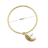 Leaf Pendant Bangle Bracelet with Charm