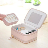 Women Jewelry Holder Box Faux Leather Mini Display Earring Case