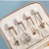 Women Jewelry Holder Box Faux Leather Mini Display Earring Case