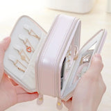 Women Jewelry Holder Box Faux Leather Mini Display Earring Case