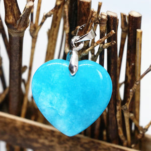 Heart Jades Pendant Chalcedony Stone for DIY Necklace 2pcs