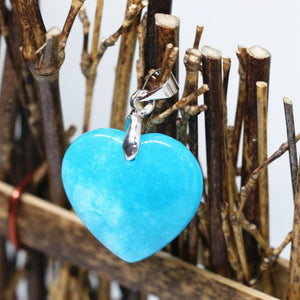 Heart Jades Pendant Chalcedony Stone for DIY Necklace 2pcs