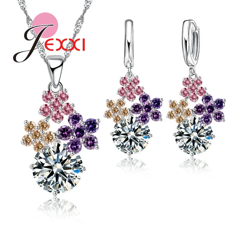 925 Silver Austrian Crystal Jewelry Set Wedding Accessories