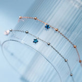 925 Silver Stars Ankle Bracelet Foot Chain Rose Female Accessories