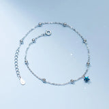925 Silver Stars Ankle Bracelet Foot Chain Rose Female Accessories