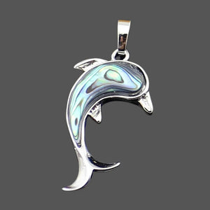 Silver Plated Dolphin Pendant Mother of Pearl Abalone Shell DIY Necklace