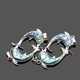 Silver Plated Dolphin Pendant Mother of Pearl Abalone Shell DIY Necklace