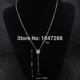 Women's Titanium Steel Rosary Necklace with Cross Pendant