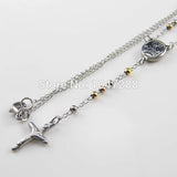 Women's Titanium Steel Rosary Necklace with Cross Pendant