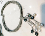 Gray Pearl Pendant Necklace Multi-layer Leather Rope 18''