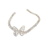 Women Butterfly Choker Necklace Rhinestone Torques Joker Jewelry
