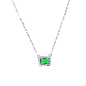925 Silver Green Cz Stone Choker Necklace for Wedding Jewelry
