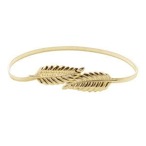 Women Leaf Belt Metal Leaves Cummerbund Clasp Front Stretch Waistband