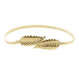 Women Leaf Belt Metal Leaves Cummerbund Clasp Front Stretch Waistband