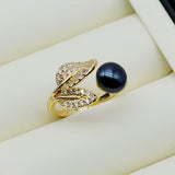 Leaf Shape Freshwater Pearl Engagement Ring