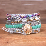 Women Leather Bracelet 5 Strands Wrap Bracelets Boho Gift
