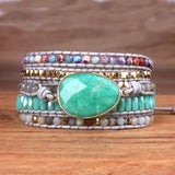 Women Leather Bracelet 5 Strands Wrap Bracelets Boho Gift