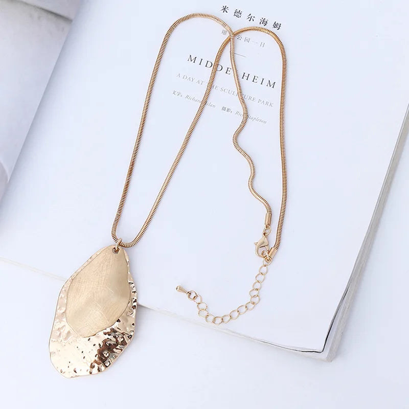 Geometric Statement Necklace Long Sweater Chain Collar Jewelry