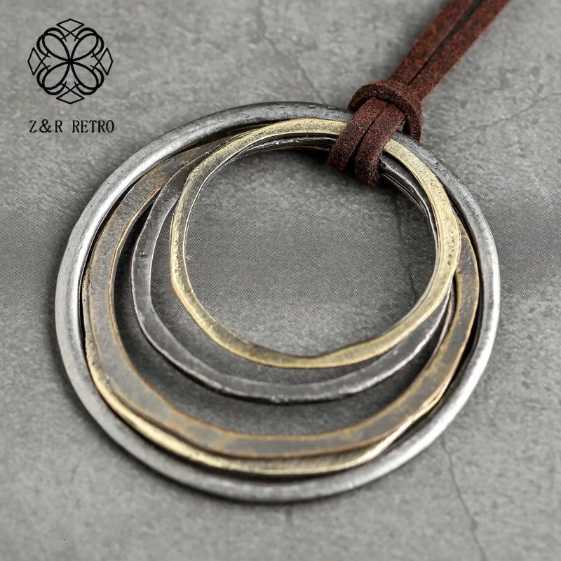 Vintage Pendant Necklace Geometric Clothes Accessories Jewelry Rope