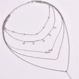 Silver Plated Layer Necklace Set Charm Bar Statement Necklace for Women
