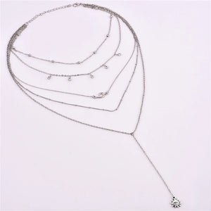 Silver Plated Layer Necklace Set Charm Bar Statement Necklace for Women