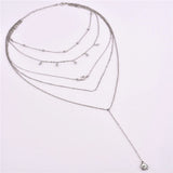 Silver Plated Layer Necklace Set Charm Bar Statement Necklace for Women