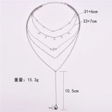 Silver Plated Layer Necklace Set Charm Bar Statement Necklace for Women