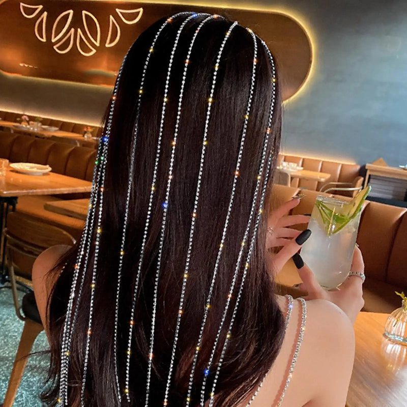 Rhinestone Tassel Headband Glitter Hair Hoop Headpiece