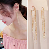 Butterfly Tassel Earrings Rhinestone Geometric Hanging Jewelry