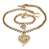 Women Love Heart Necklace Eternal Love Pendant Stainless Steel Chain