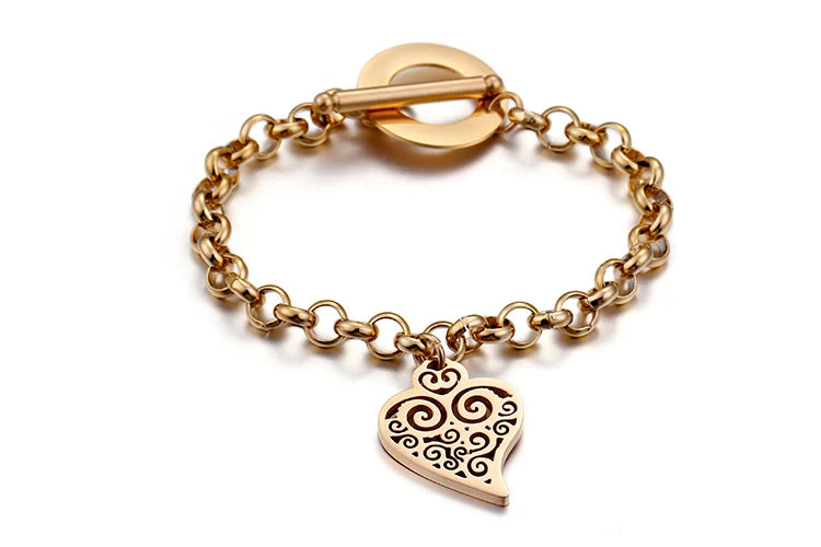 Women Love Heart Necklace Eternal Love Pendant Stainless Steel Chain