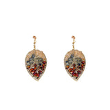 Purple Crystal Leaf Earrings For Girls Statement Jewelry