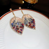 Purple Crystal Leaf Earrings For Girls Statement Jewelry