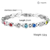 Women's Magnetic Bracelet Pain Relief Titanium Steel Therapy Cubic Zirconia