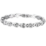 Women's Magnetic Bracelet Pain Relief Titanium Steel Therapy Cubic Zirconia