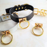Harajuku Leather Punk Choker Golden O-round Necklace Goth Collar