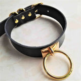 Harajuku Leather Punk Choker Golden O-round Necklace Goth Collar