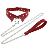 Gothic Punk Slave PU Leather Collar Traction Rope Chain Necklace