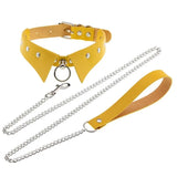 Gothic Punk Slave PU Leather Collar Traction Rope Chain Necklace